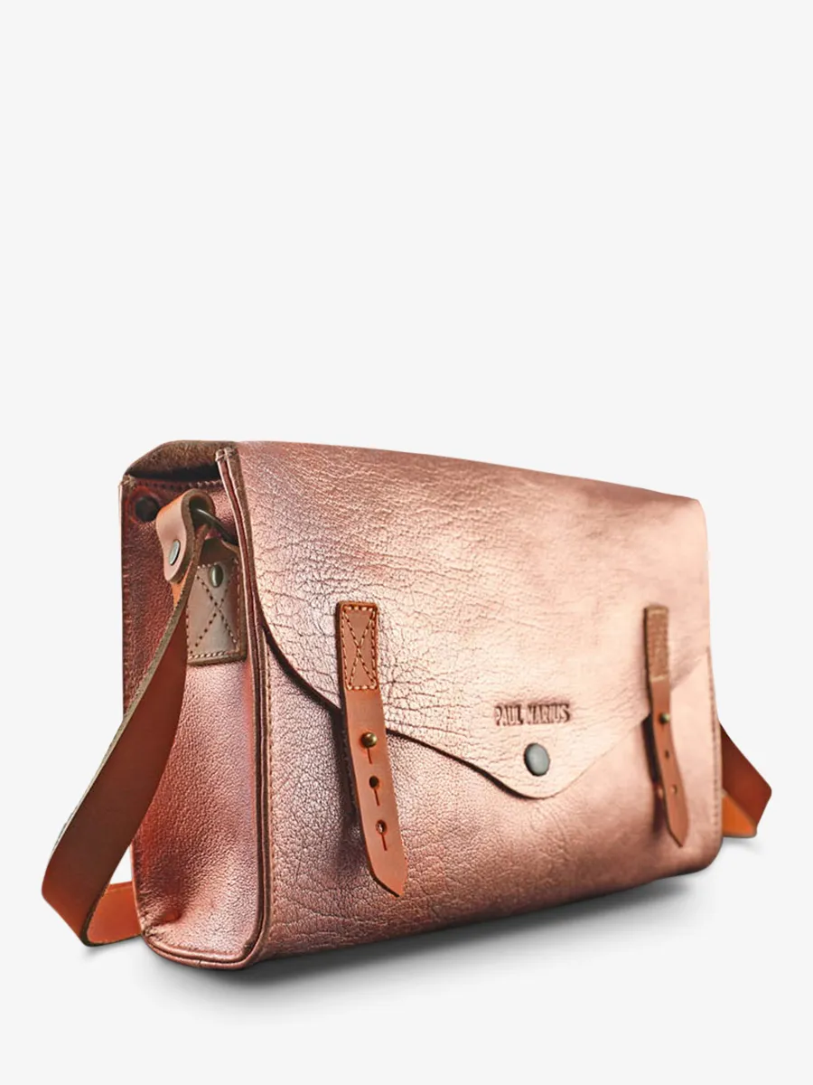 leather woman shoulder bag Pink,Gold - L'Indispensable Rose Gold | PAUL MARIUS