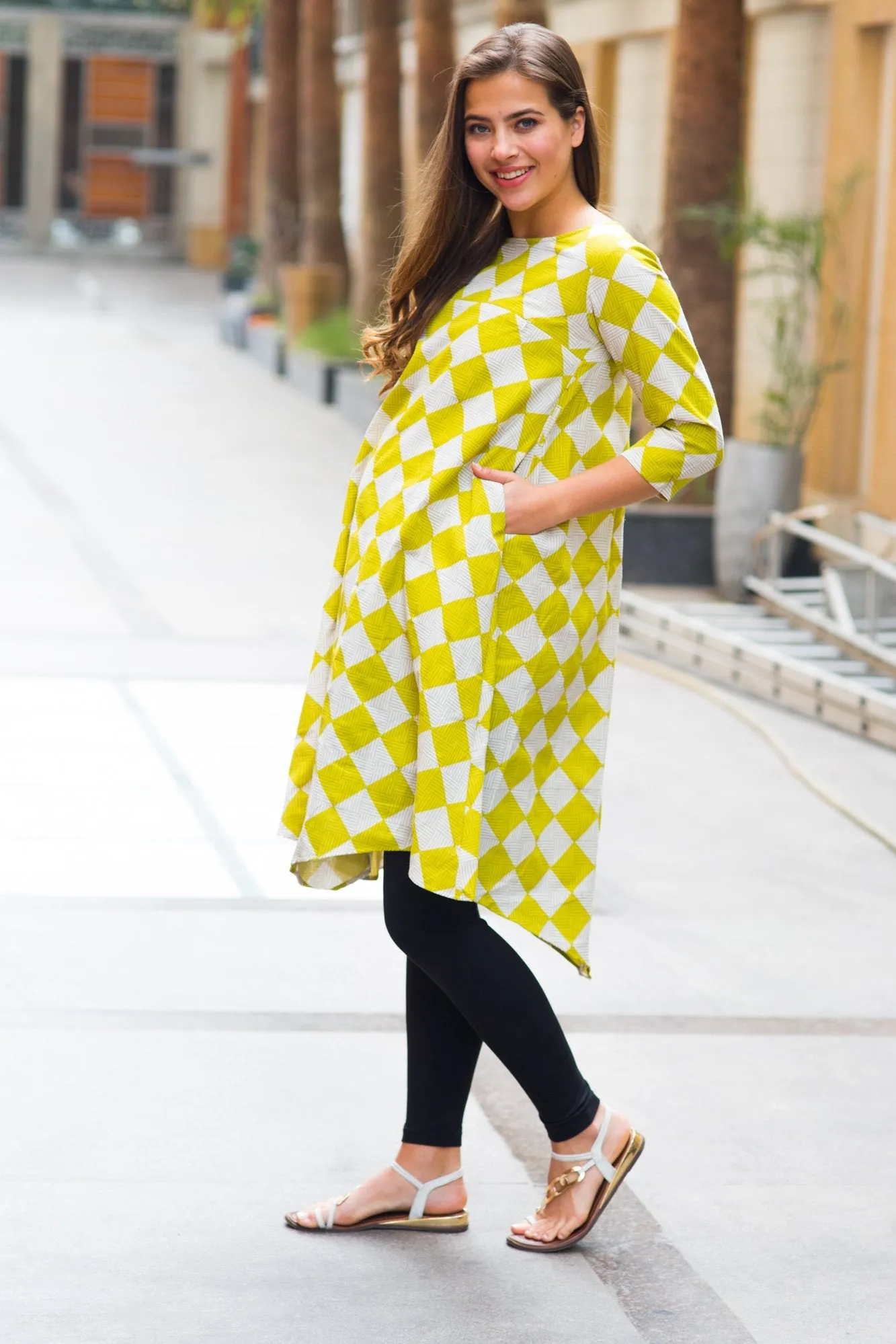 Lemon Maternity & Nursing Dress