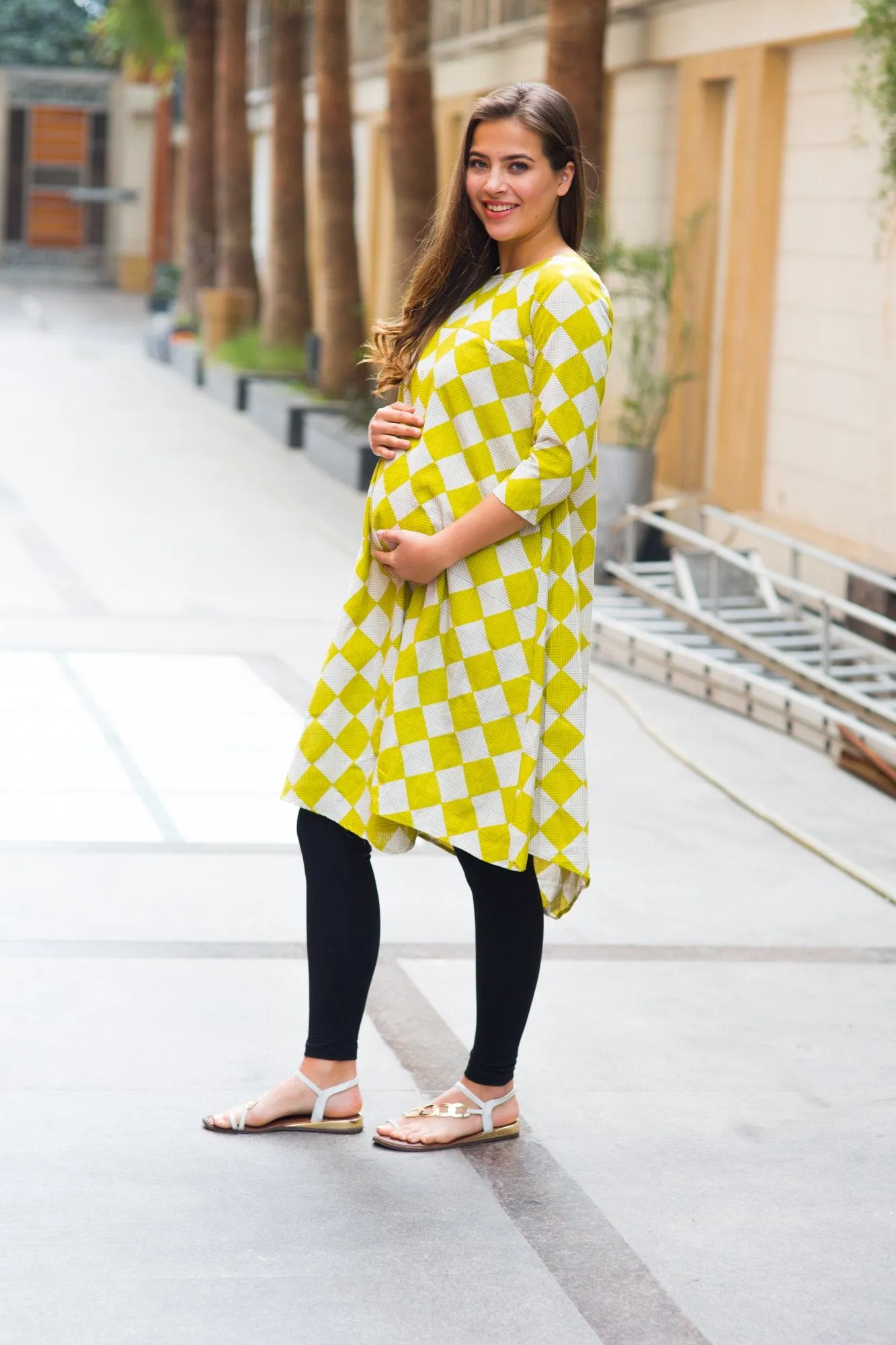 Lemon Maternity & Nursing Dress