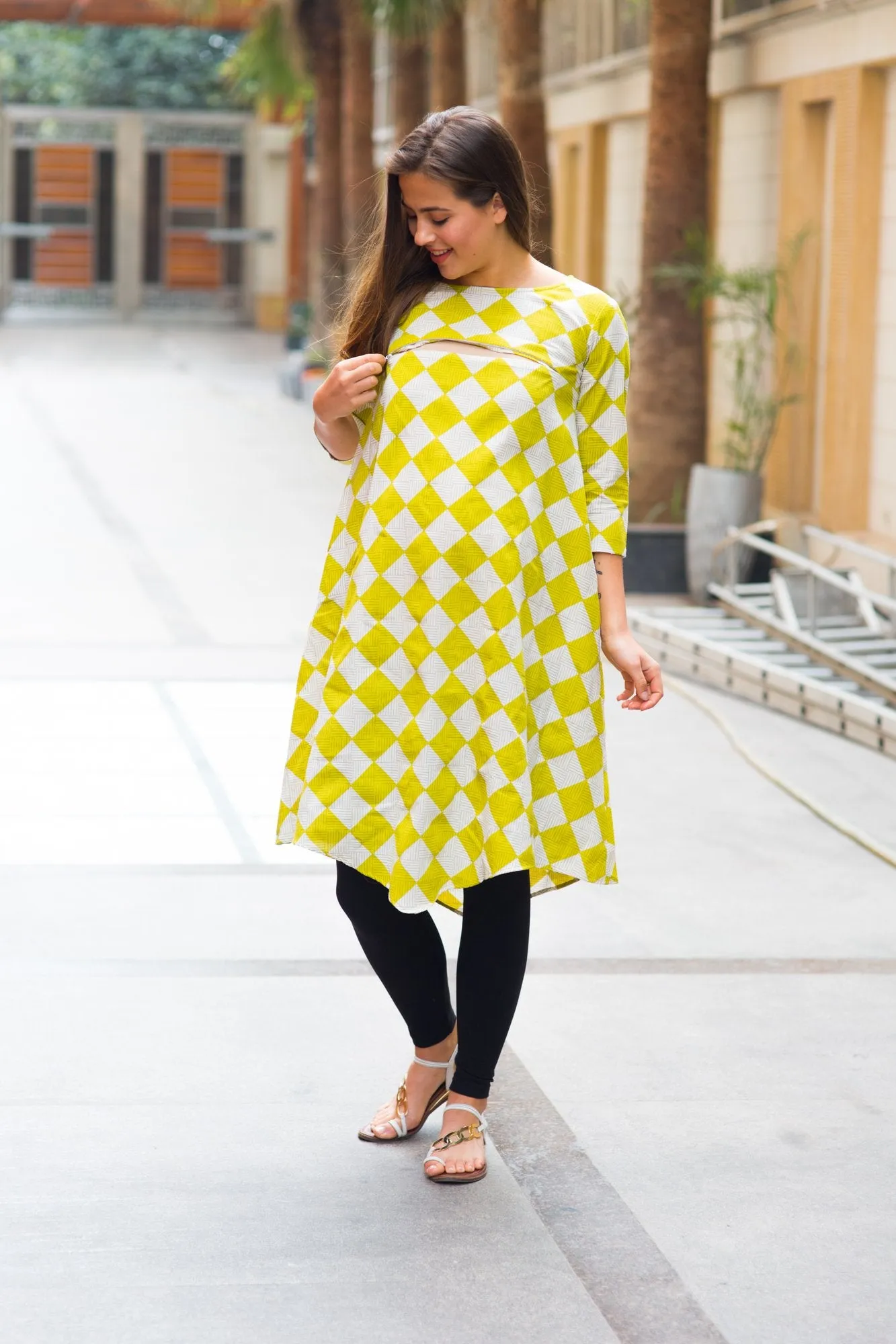 Lemon Maternity & Nursing Dress