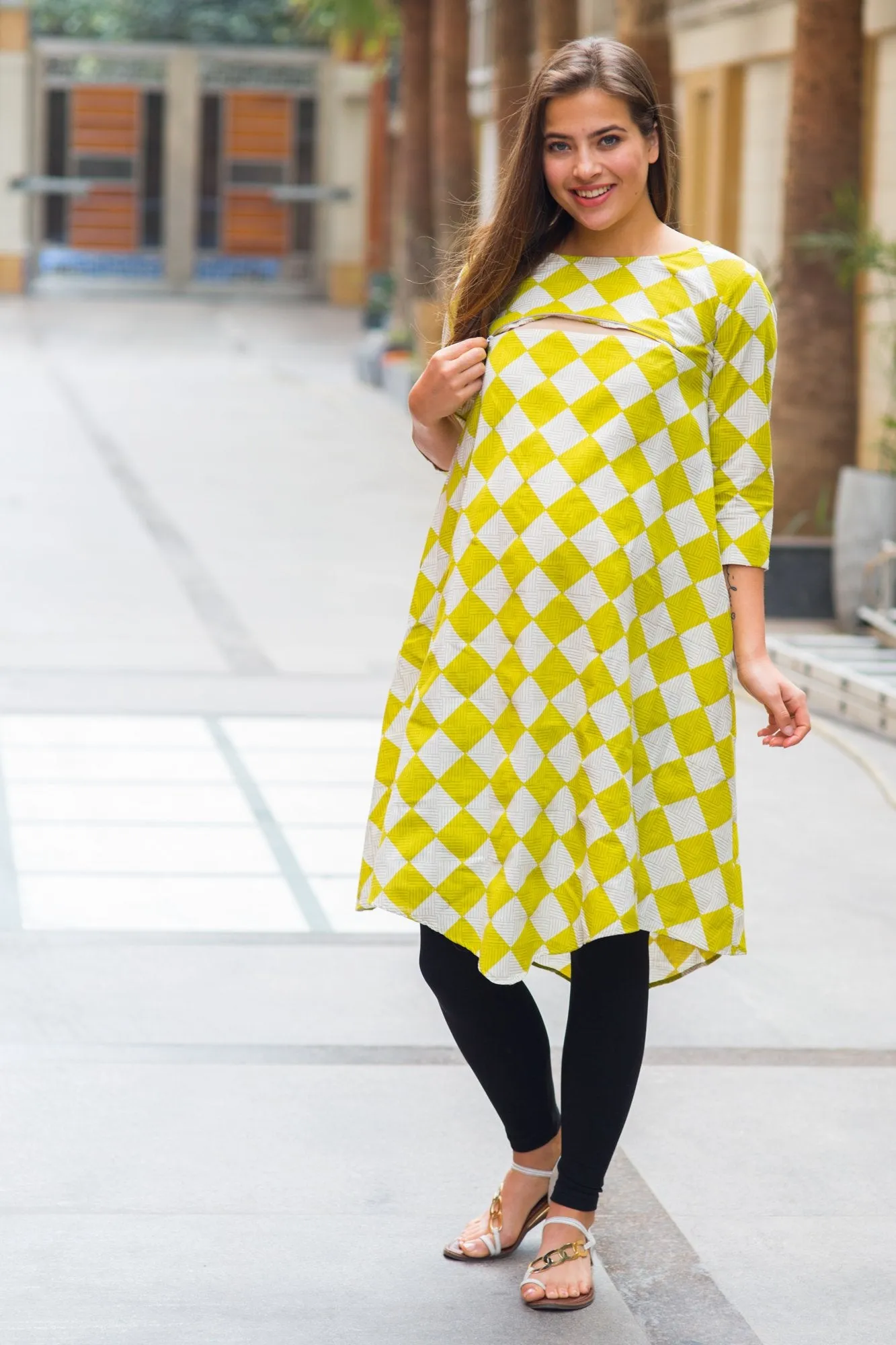 Lemon Maternity & Nursing Dress