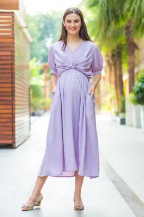 Lilac Front Knot Maternity Dress