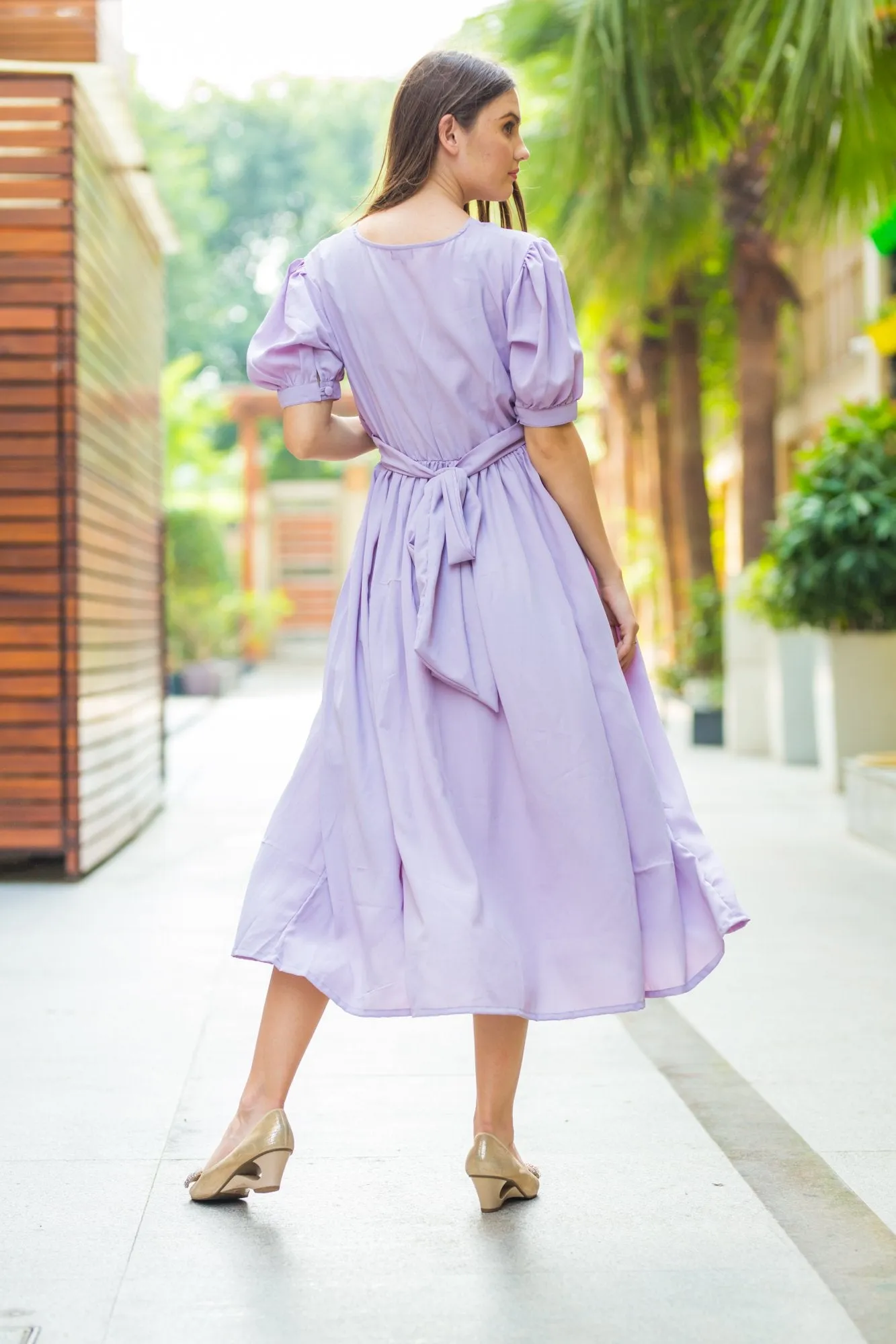 Lilac Front Knot Maternity Dress