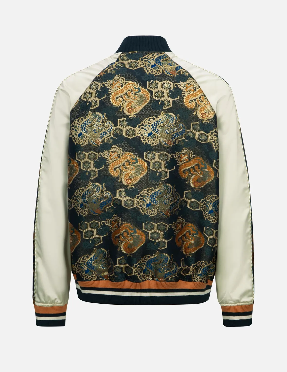 Logo Embroidery Brocade Fabric-blocking Loose Fit Jacket