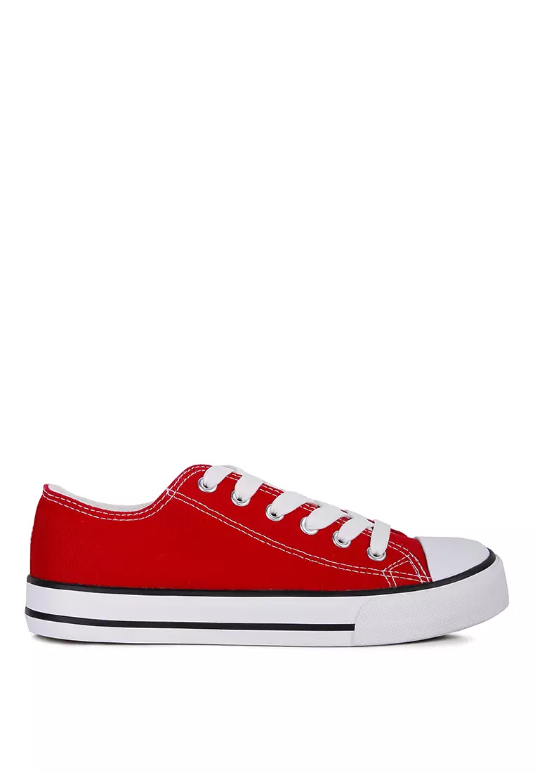 London Rag Red Solid Canvas Sneakers