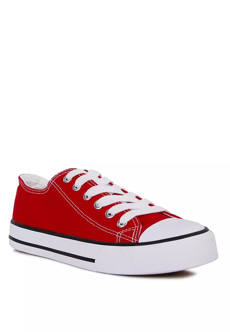 London Rag Red Solid Canvas Sneakers