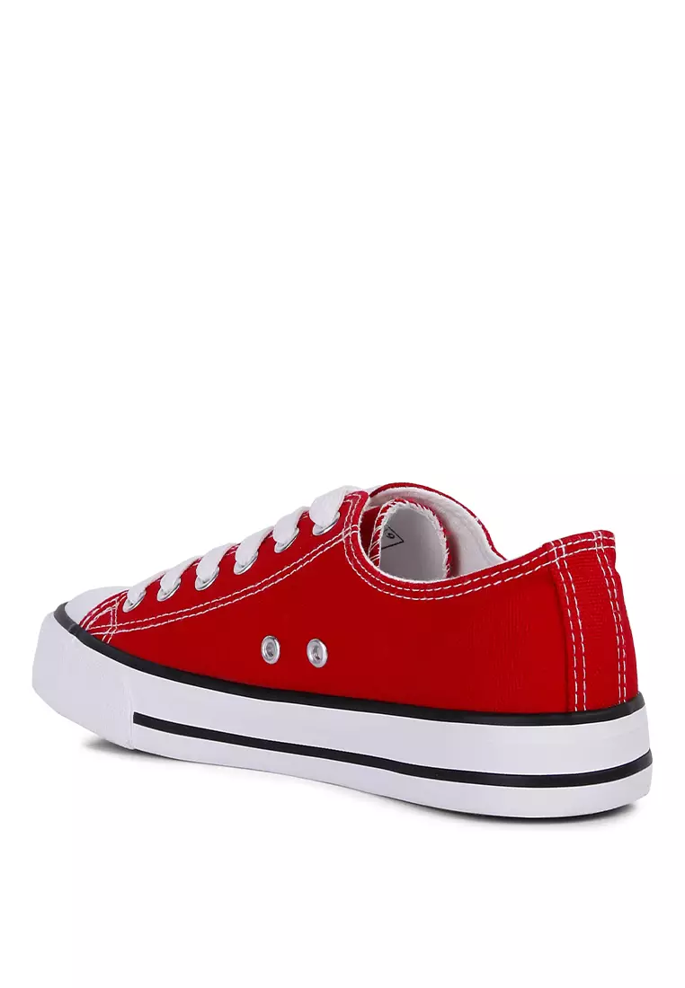 London Rag Red Solid Canvas Sneakers