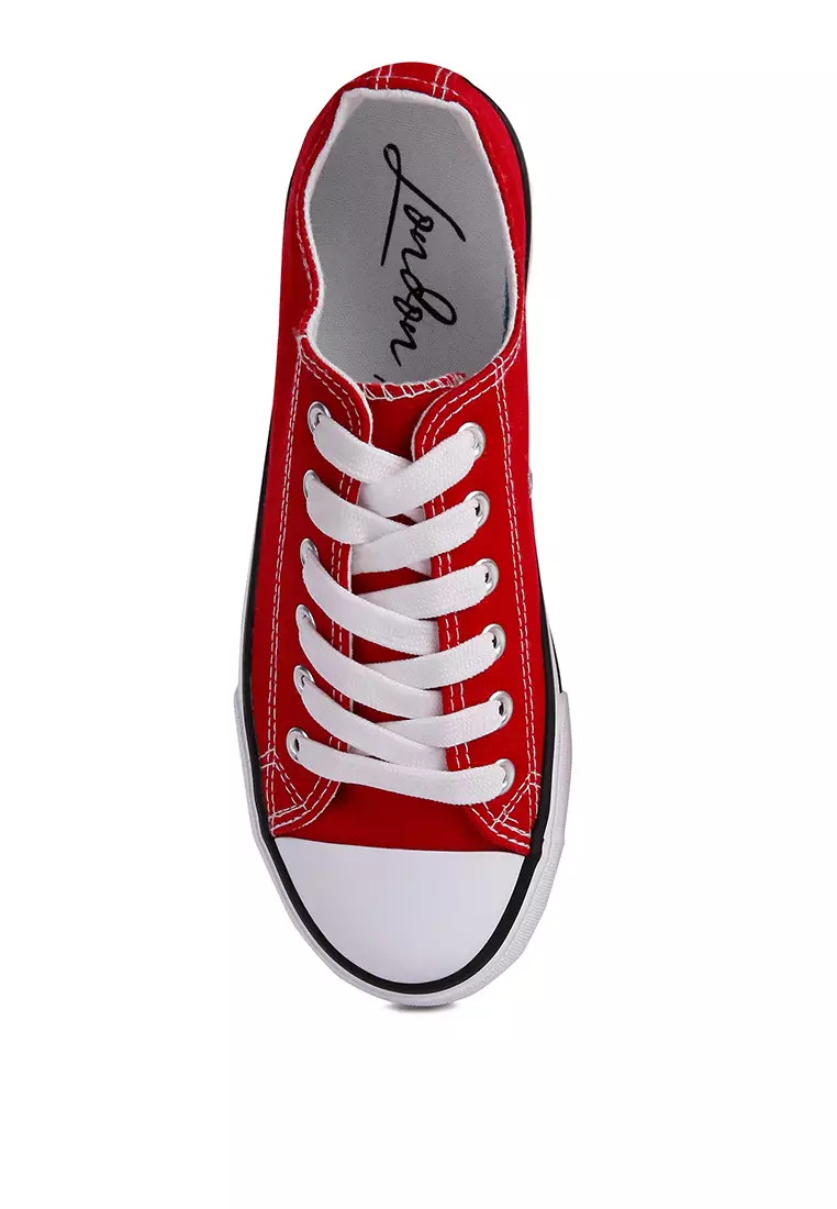 London Rag Red Solid Canvas Sneakers