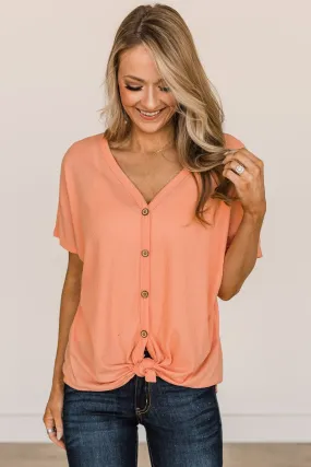 Looking Good Thermal Short Sleeve Top- Coral