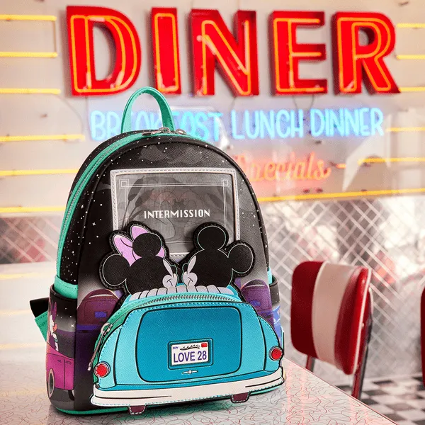 Loungefly X Disney Mickey And Minnie Date Night Drive-In Mini Backpack