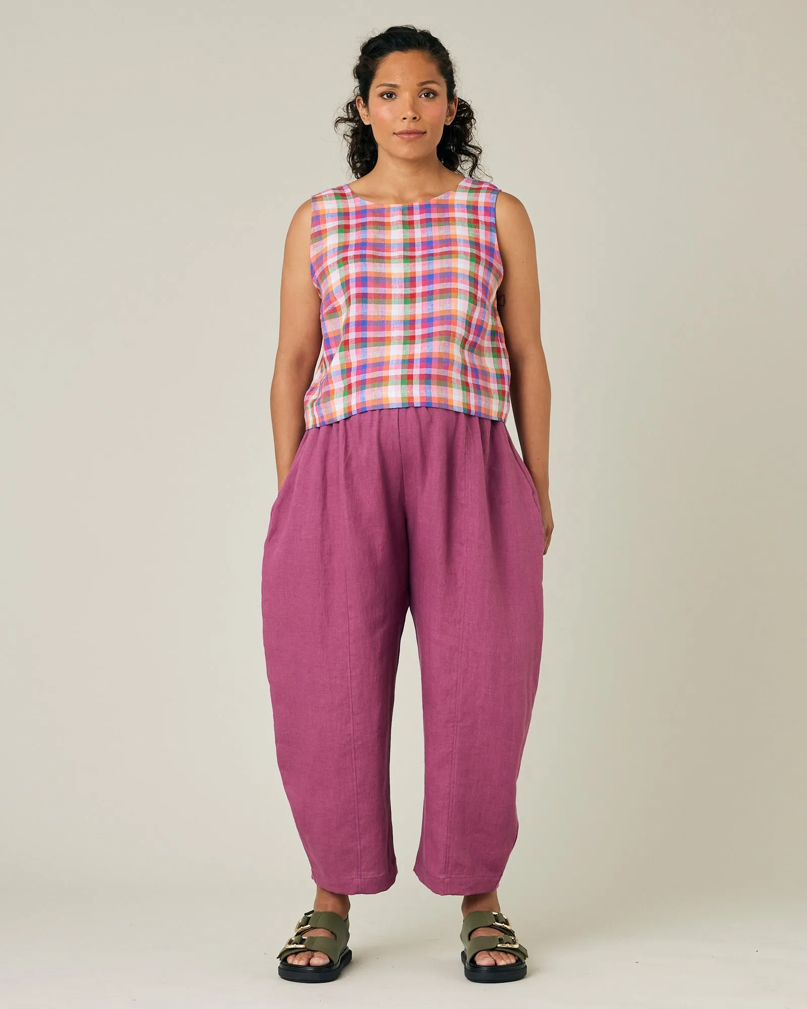 Mabel Dahlia Pink Linen Trousers