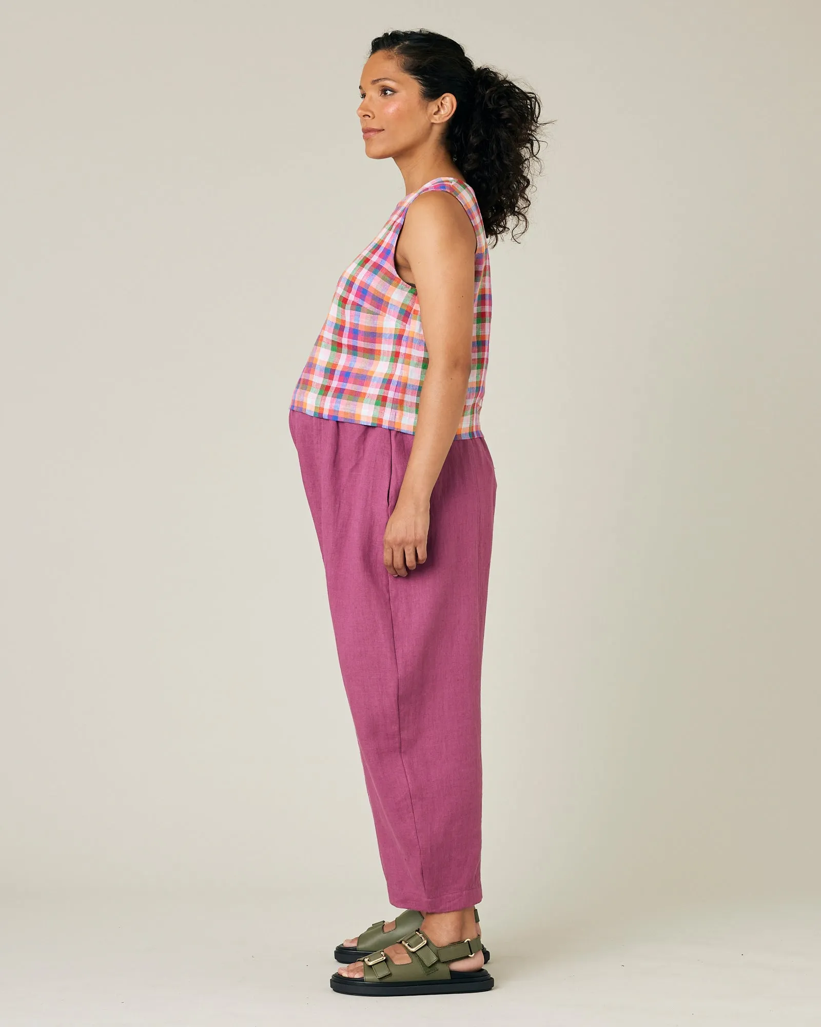 Mabel Dahlia Pink Linen Trousers