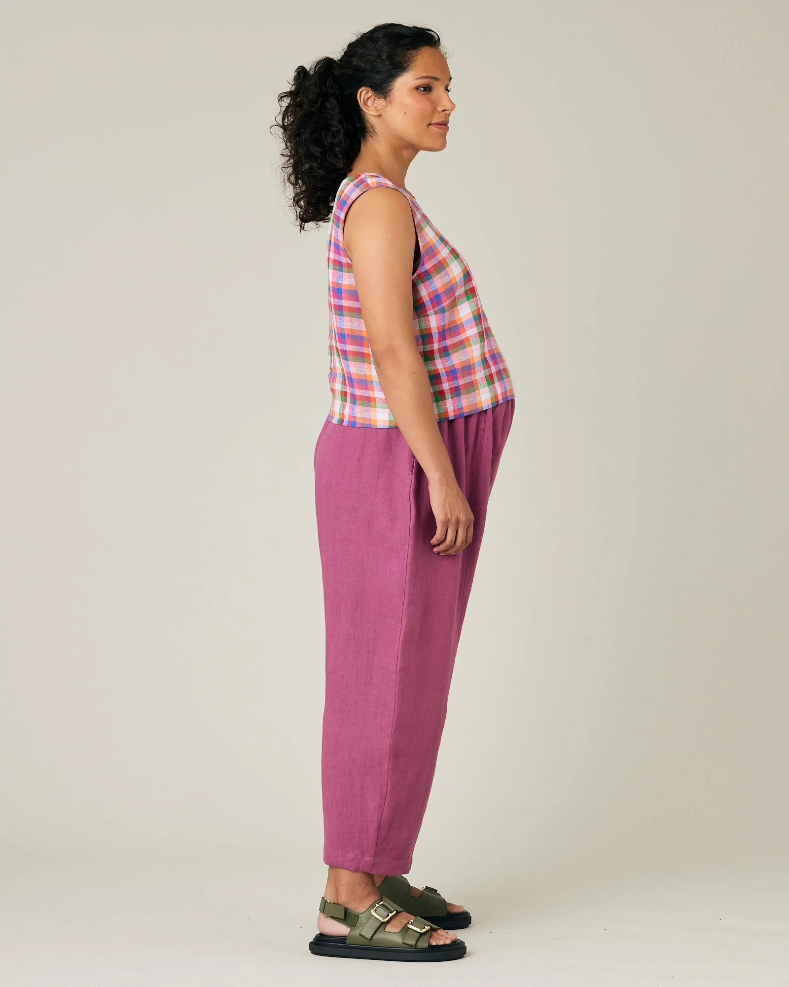 Mabel Dahlia Pink Linen Trousers