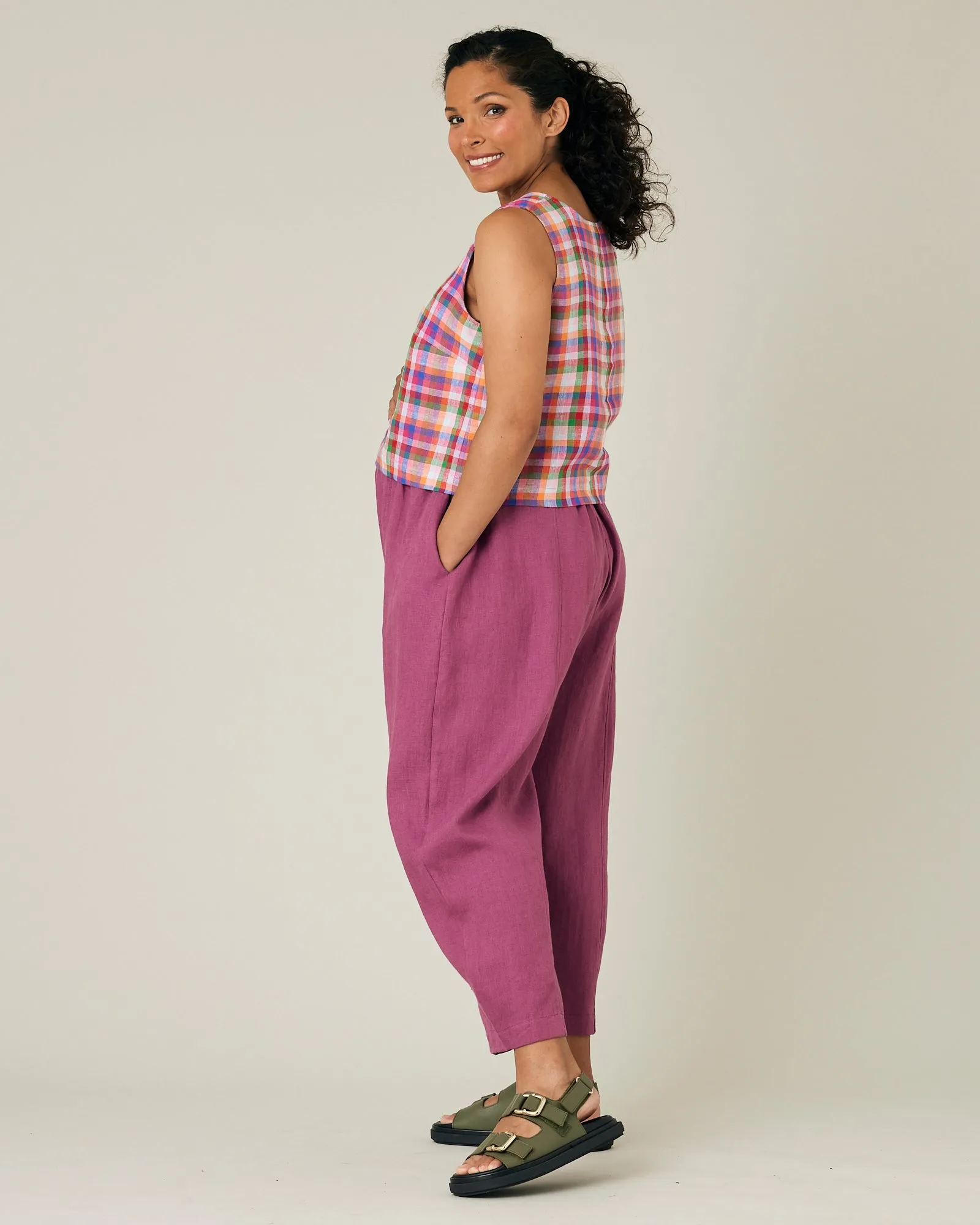 Mabel Dahlia Pink Linen Trousers