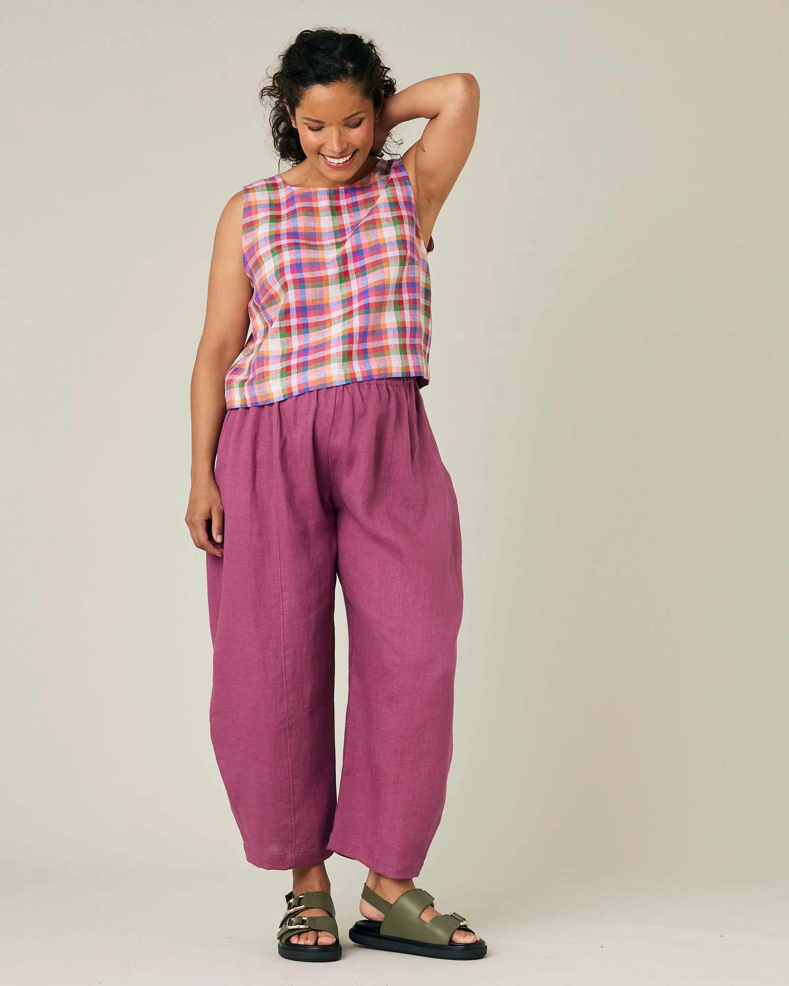 Mabel Dahlia Pink Linen Trousers