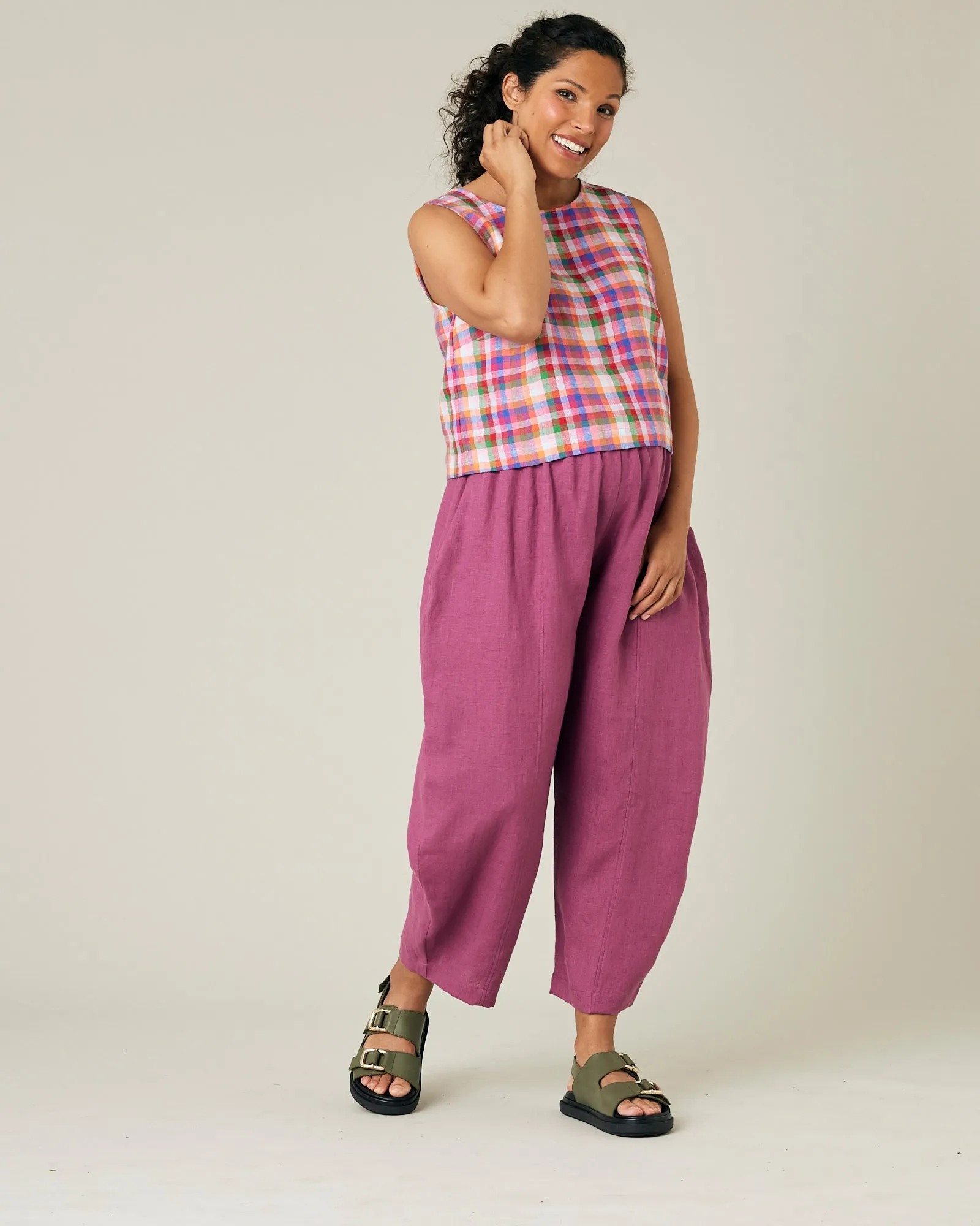 Mabel Dahlia Pink Linen Trousers