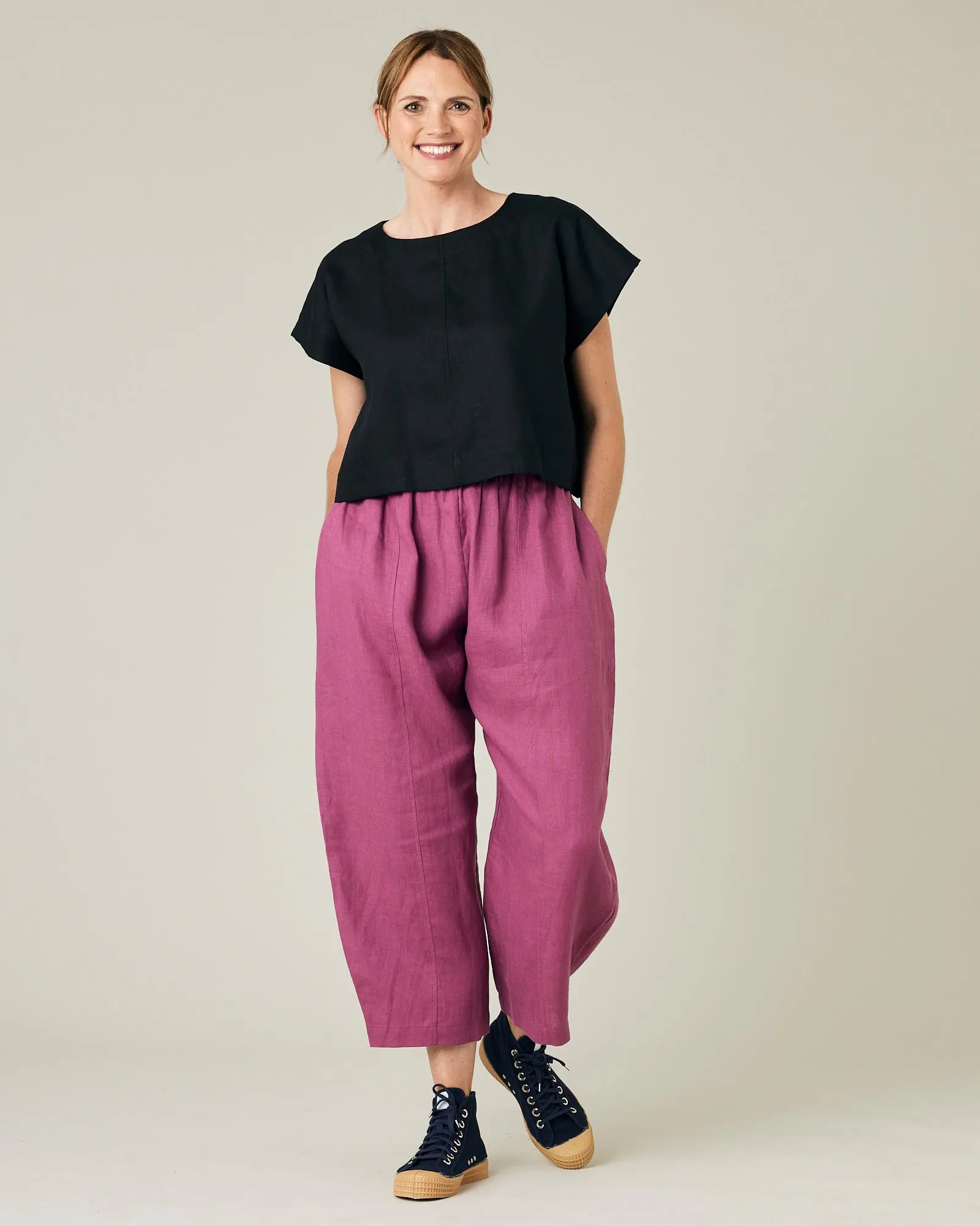 Mabel Dahlia Pink Linen Trousers