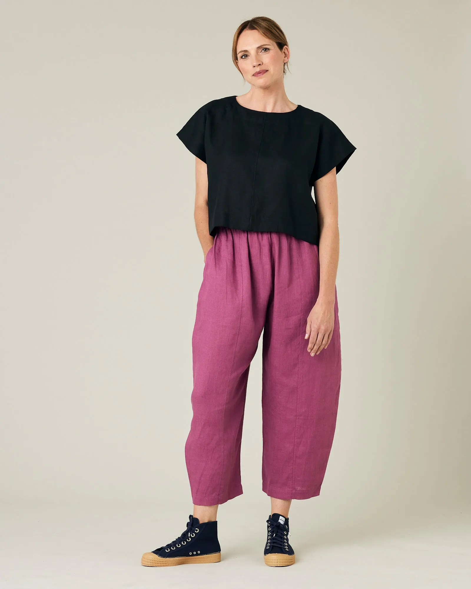 Mabel Dahlia Pink Linen Trousers