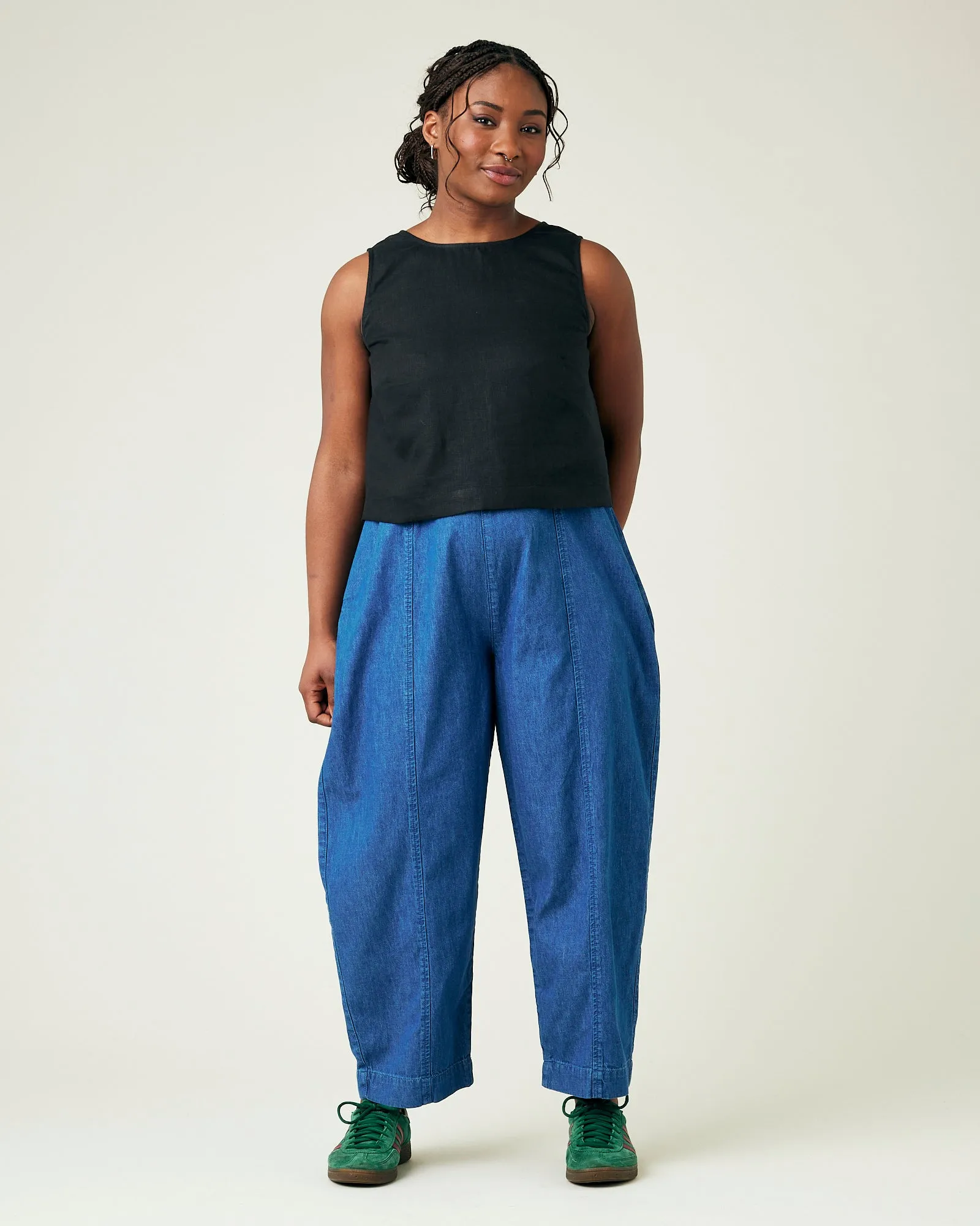 Mabel Mid Wash Denim Chambray Trousers