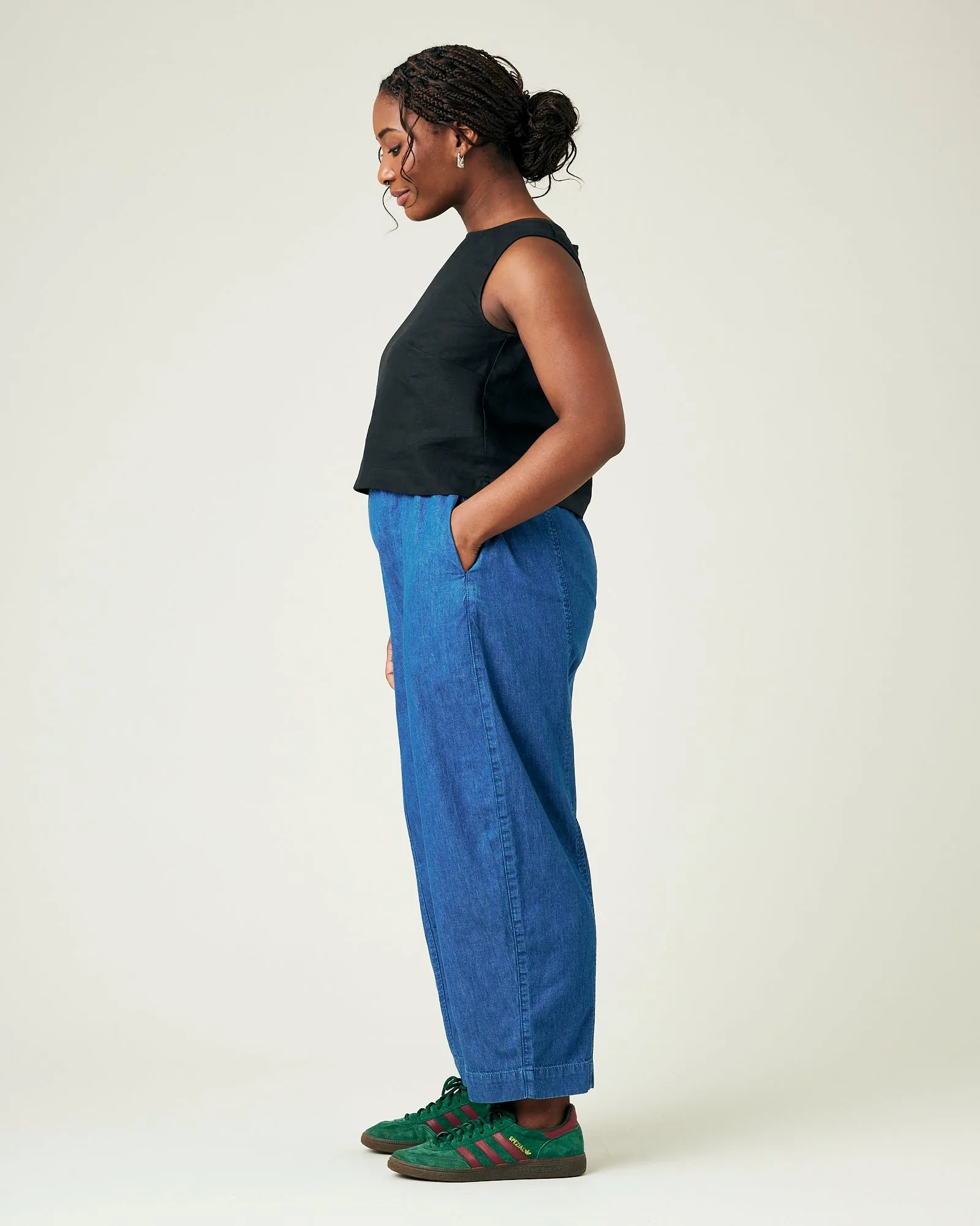 Mabel Mid Wash Denim Chambray Trousers