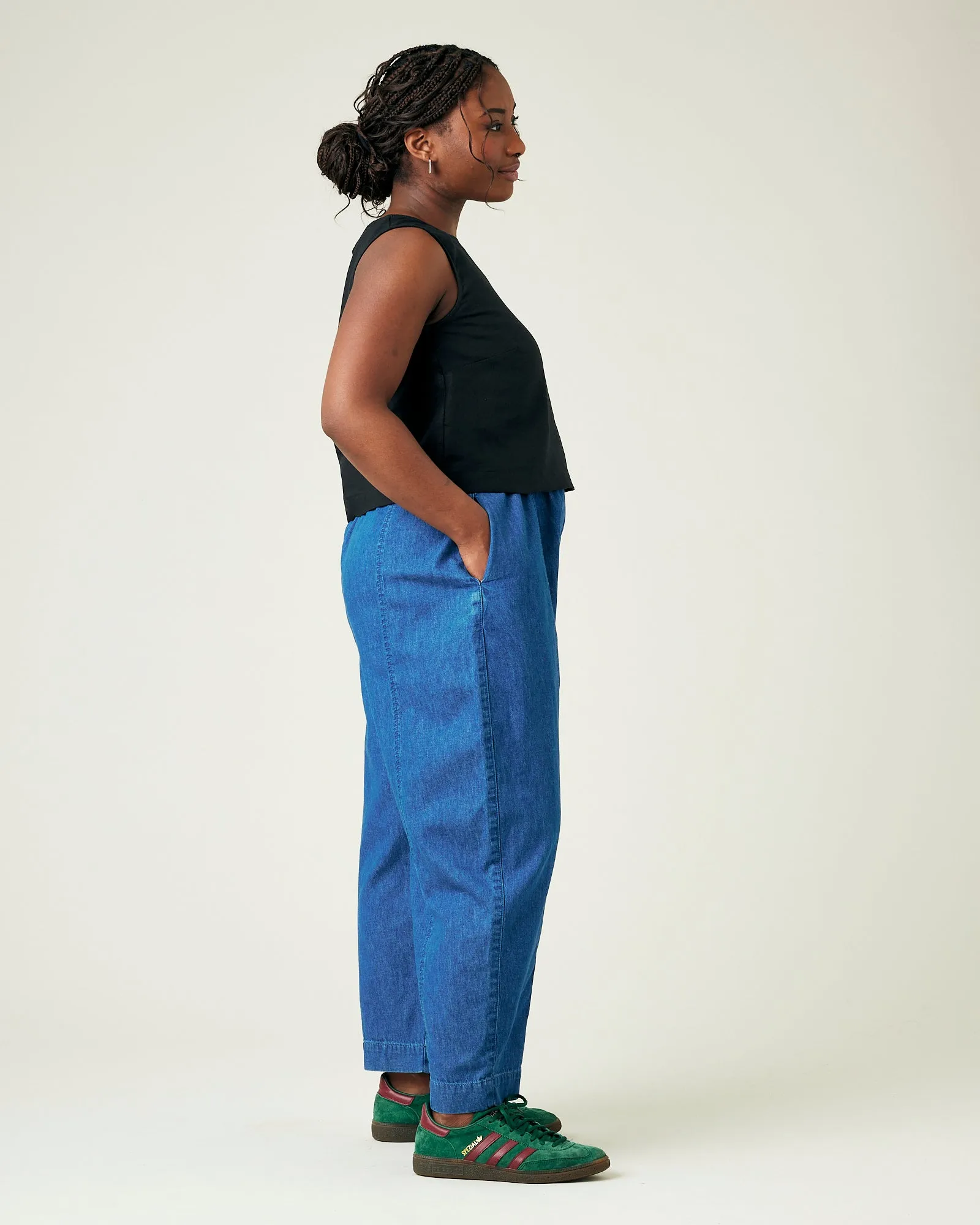 Mabel Mid Wash Denim Chambray Trousers