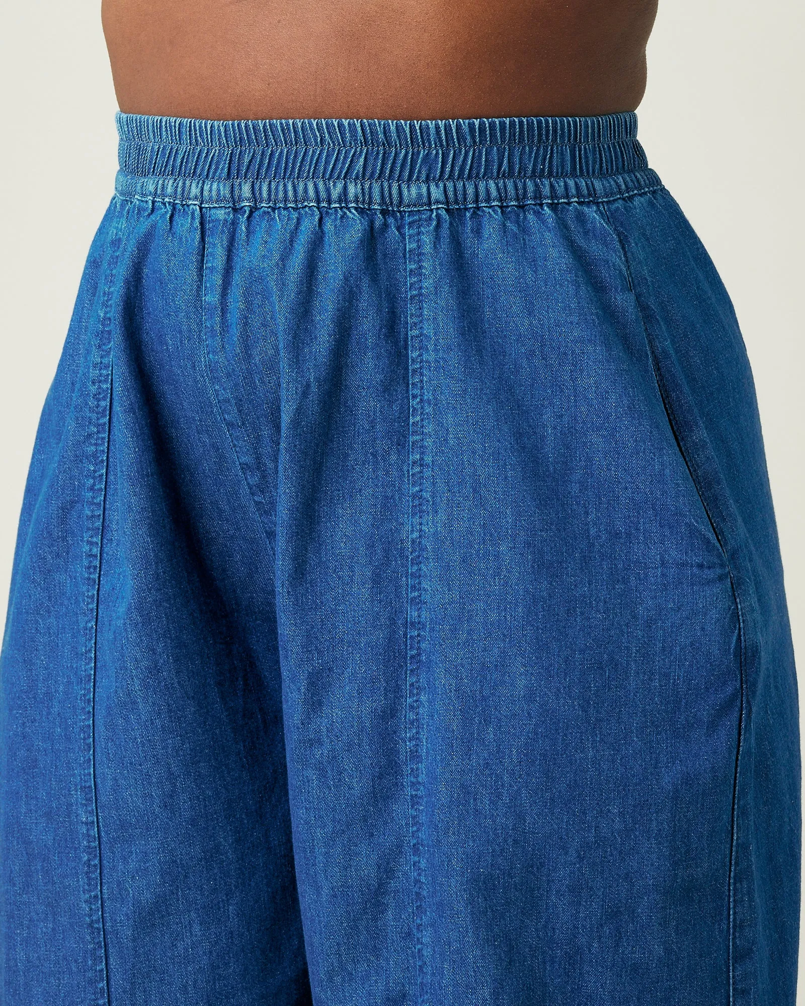 Mabel Mid Wash Denim Chambray Trousers