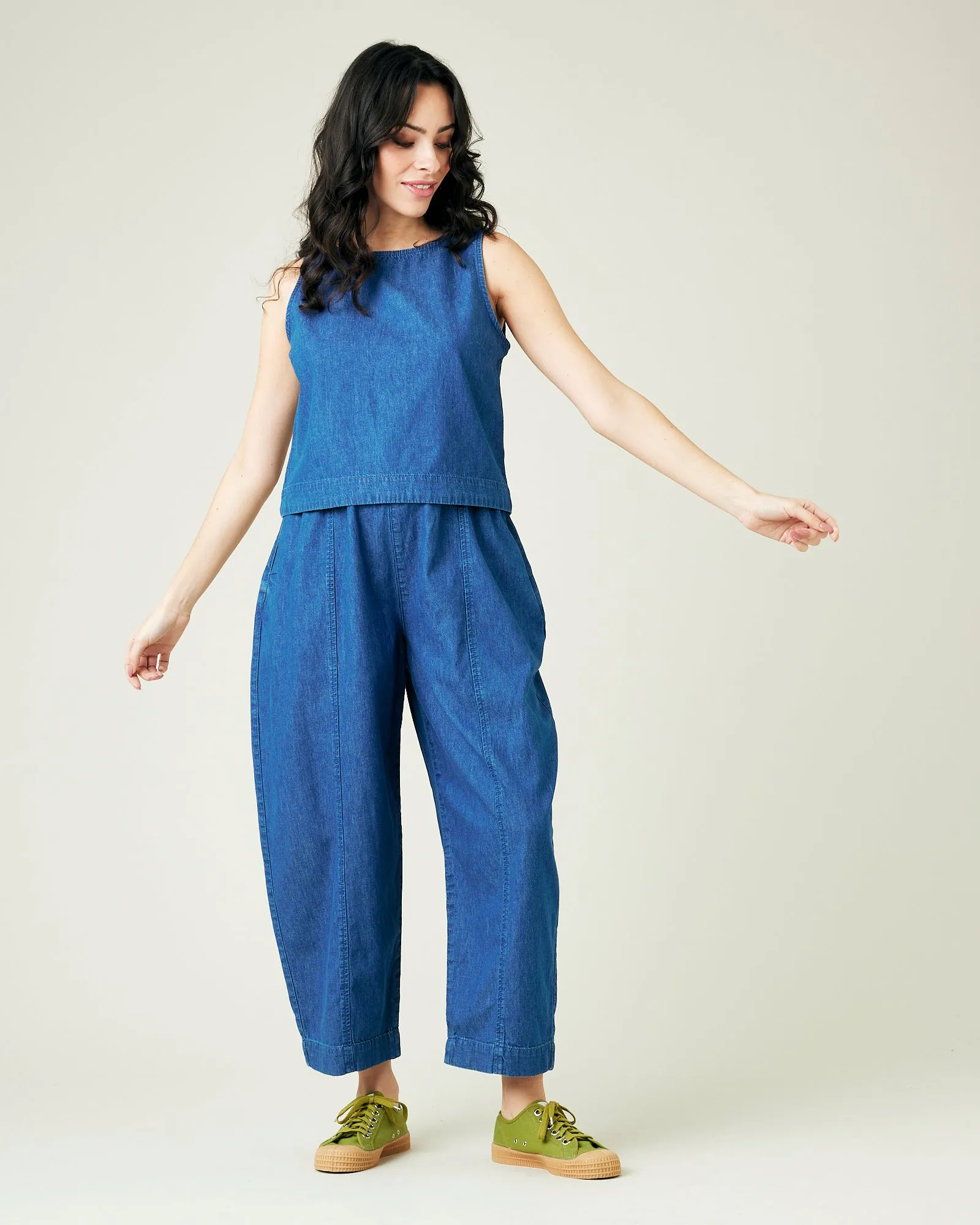 Mabel Mid Wash Denim Chambray Trousers