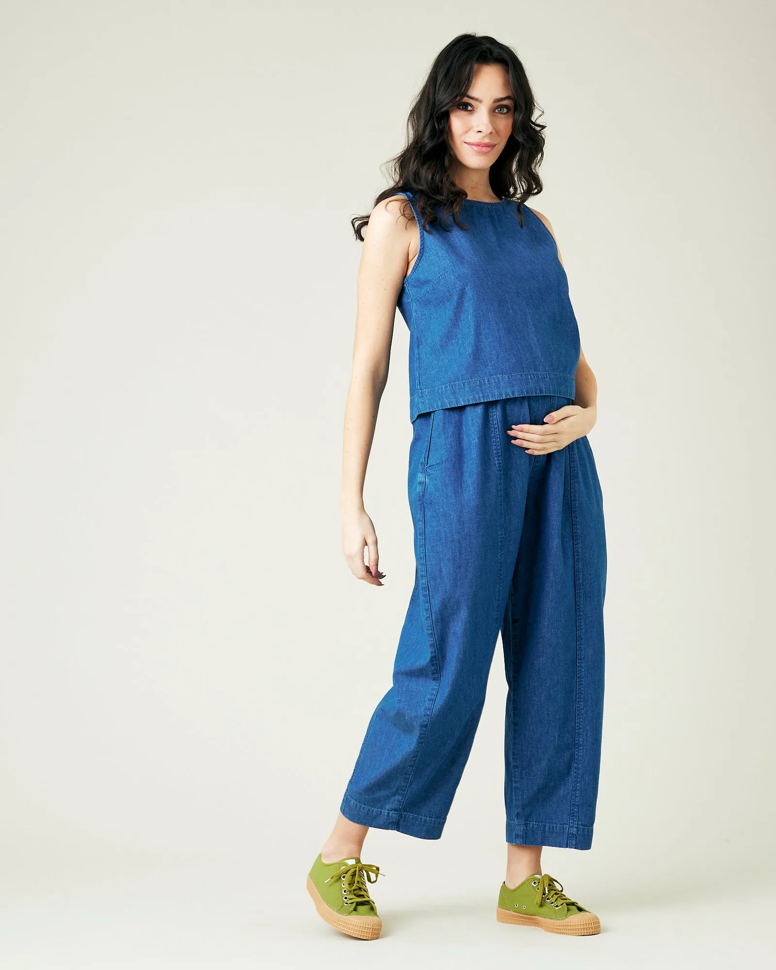 Mabel Mid Wash Denim Chambray Trousers