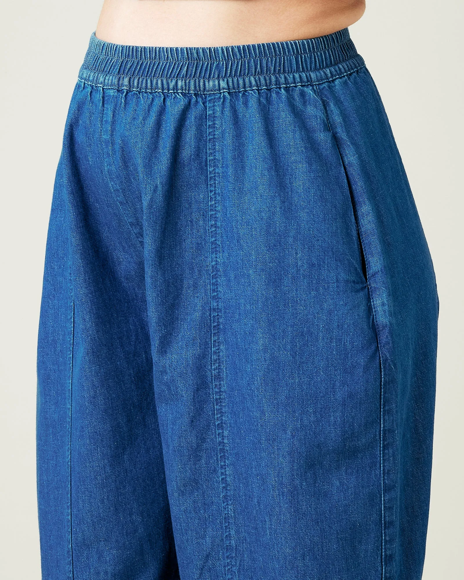 Mabel Mid Wash Denim Chambray Trousers