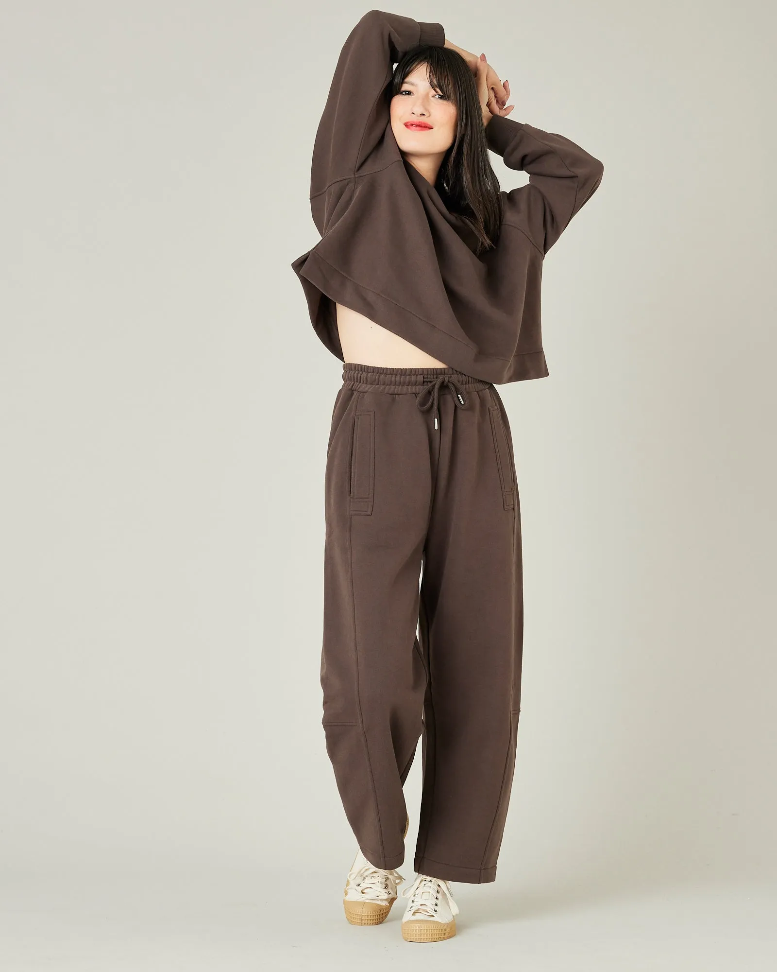 Madi Chocolate Organic Cotton Jersey Trousers