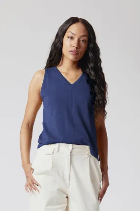 MALA Organic Linen Knit Vest - Blue