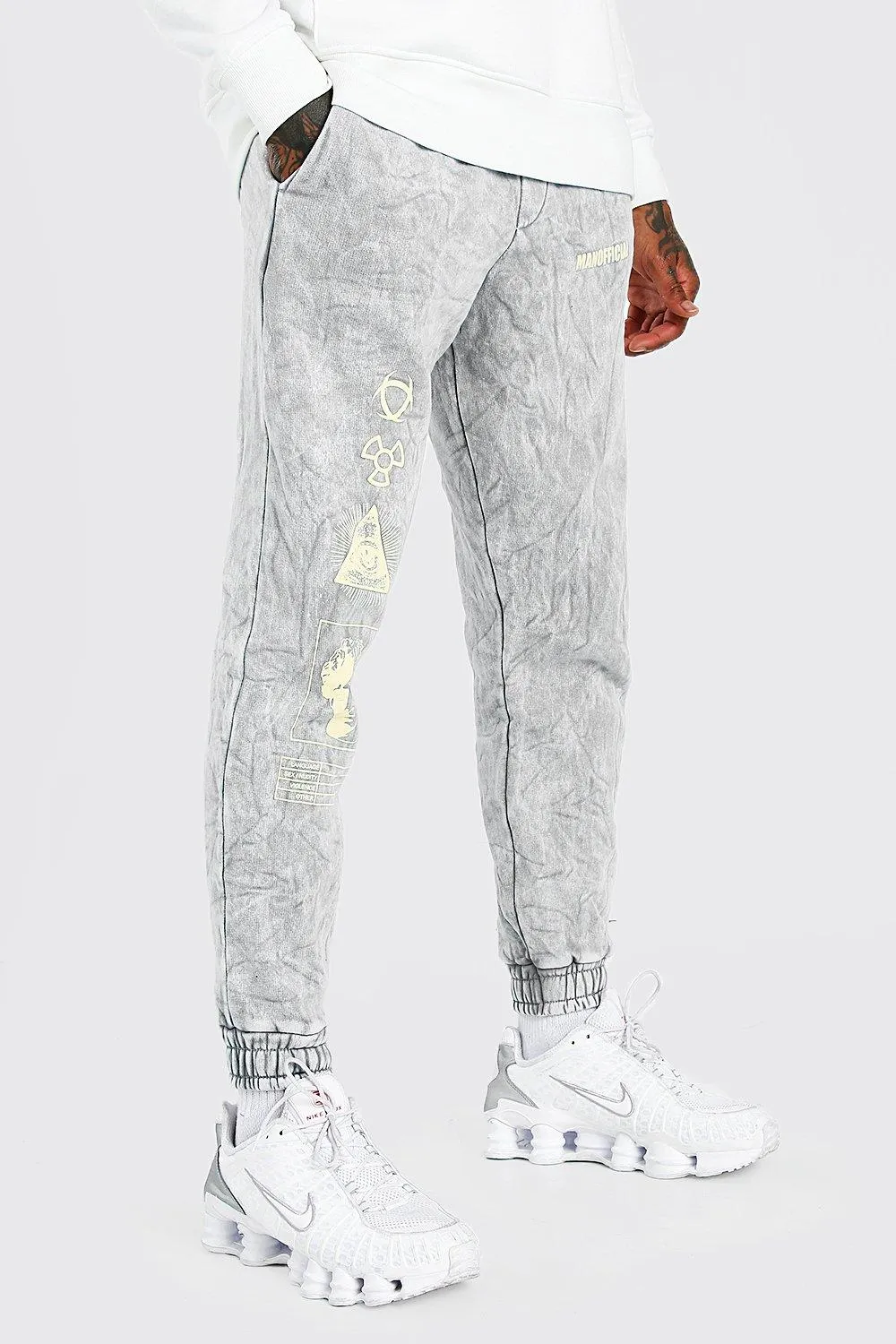 Man Official Regular Fit Acid Wash Joggers