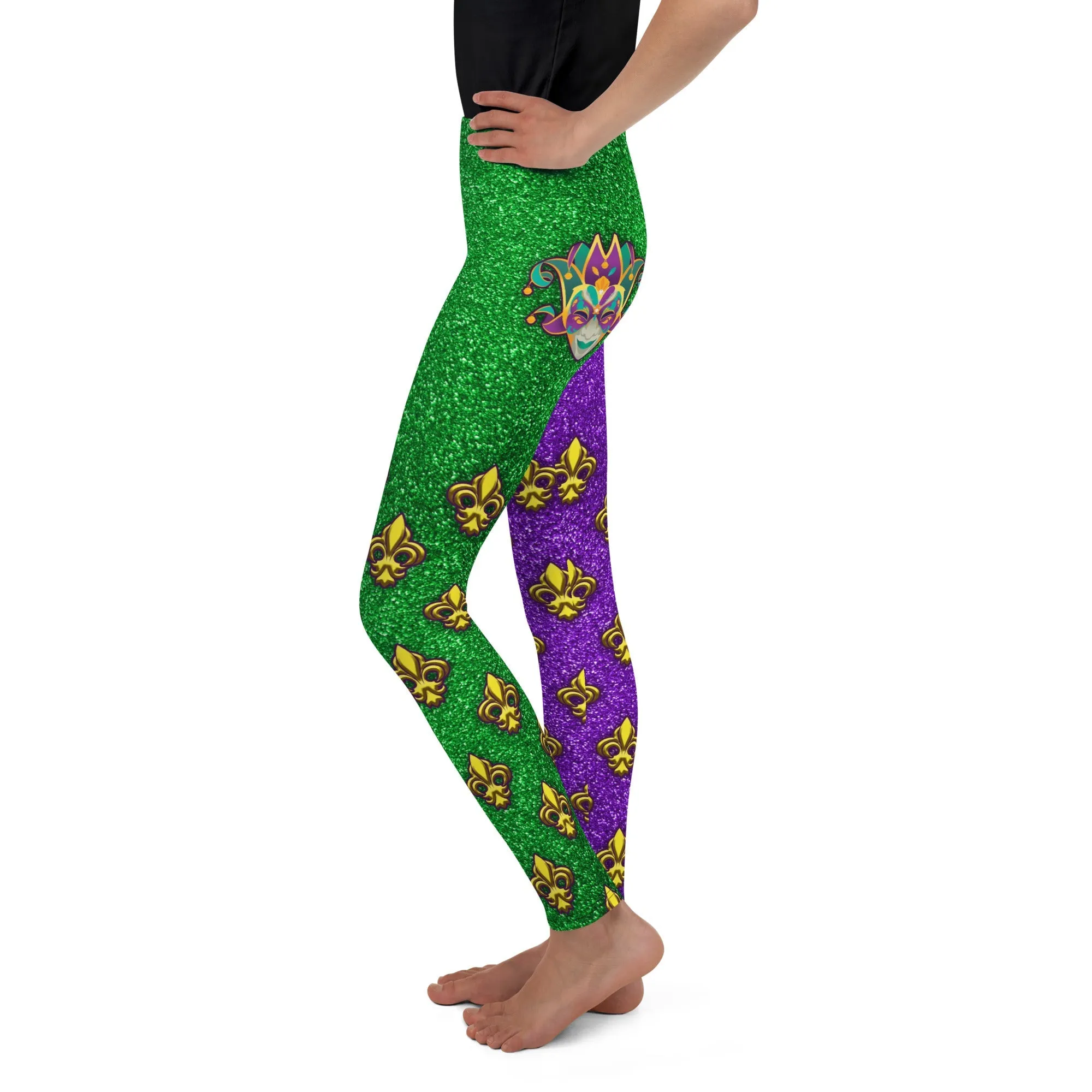 Mardi Gras Mask Youth Leggings