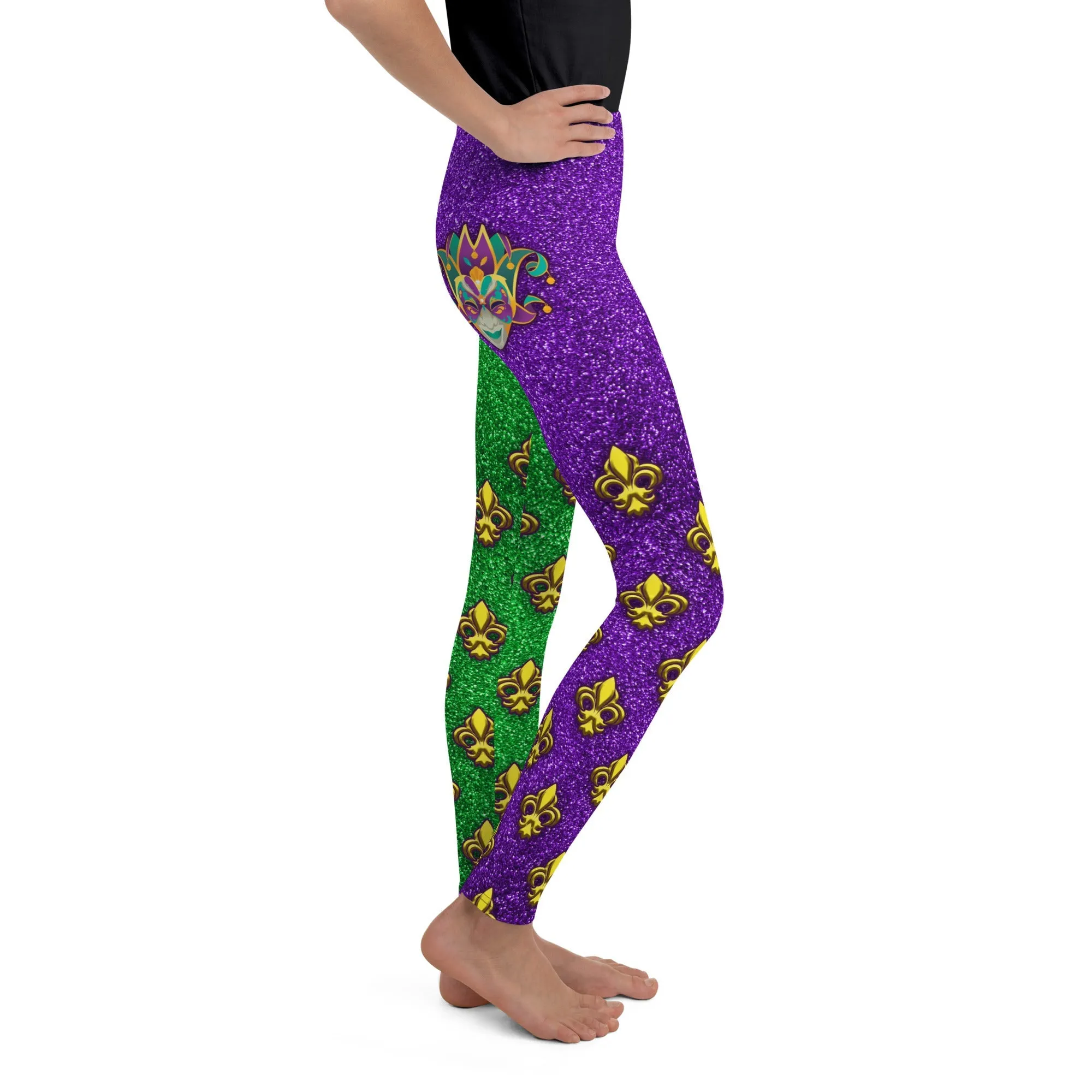 Mardi Gras Mask Youth Leggings