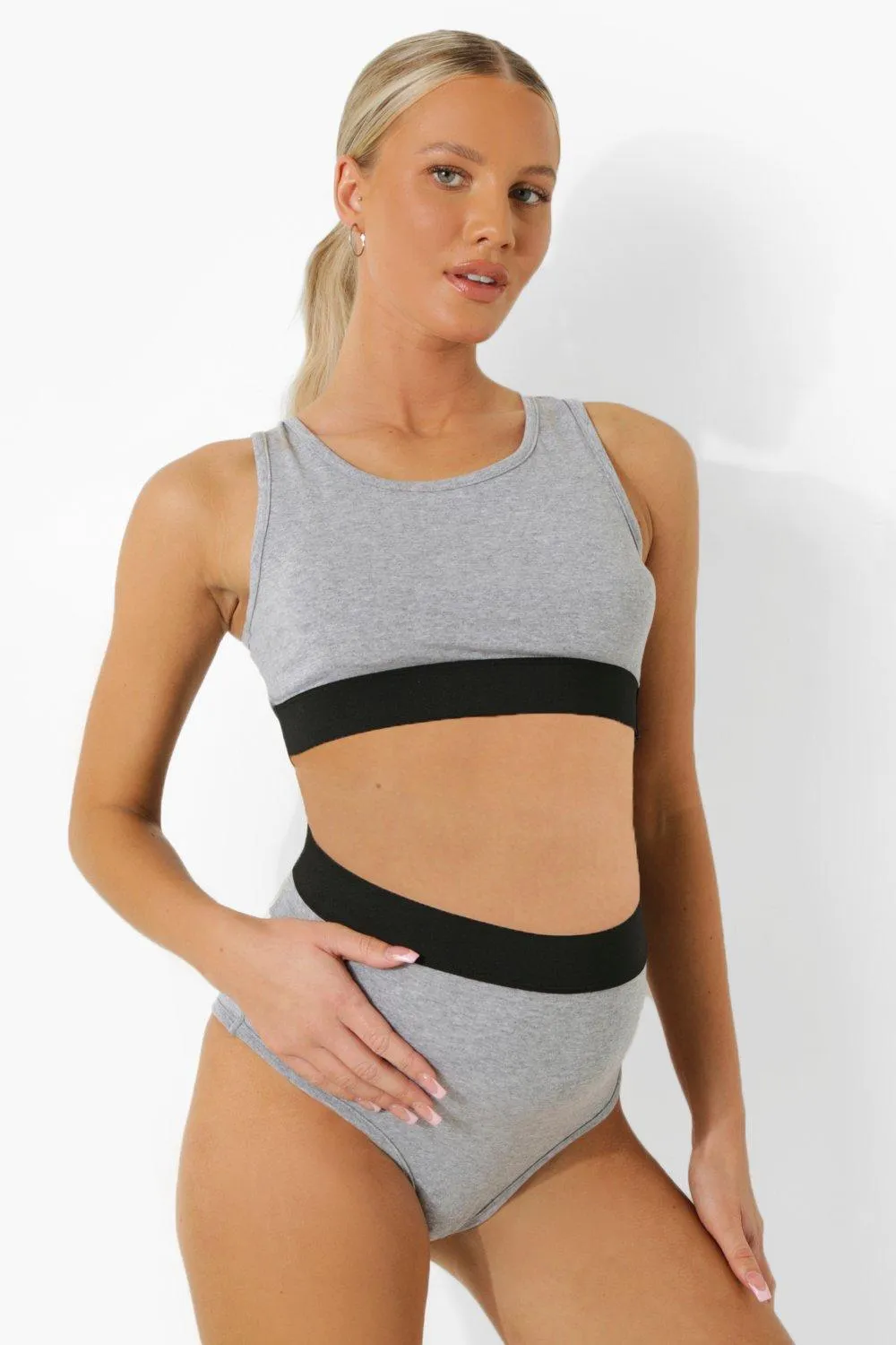 Maternity Basic Jersey Knit Bralette Set