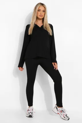 Maternity Button Detail Oversized Leggings Set