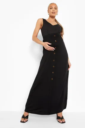 Maternity Button Front Maxi Skirt