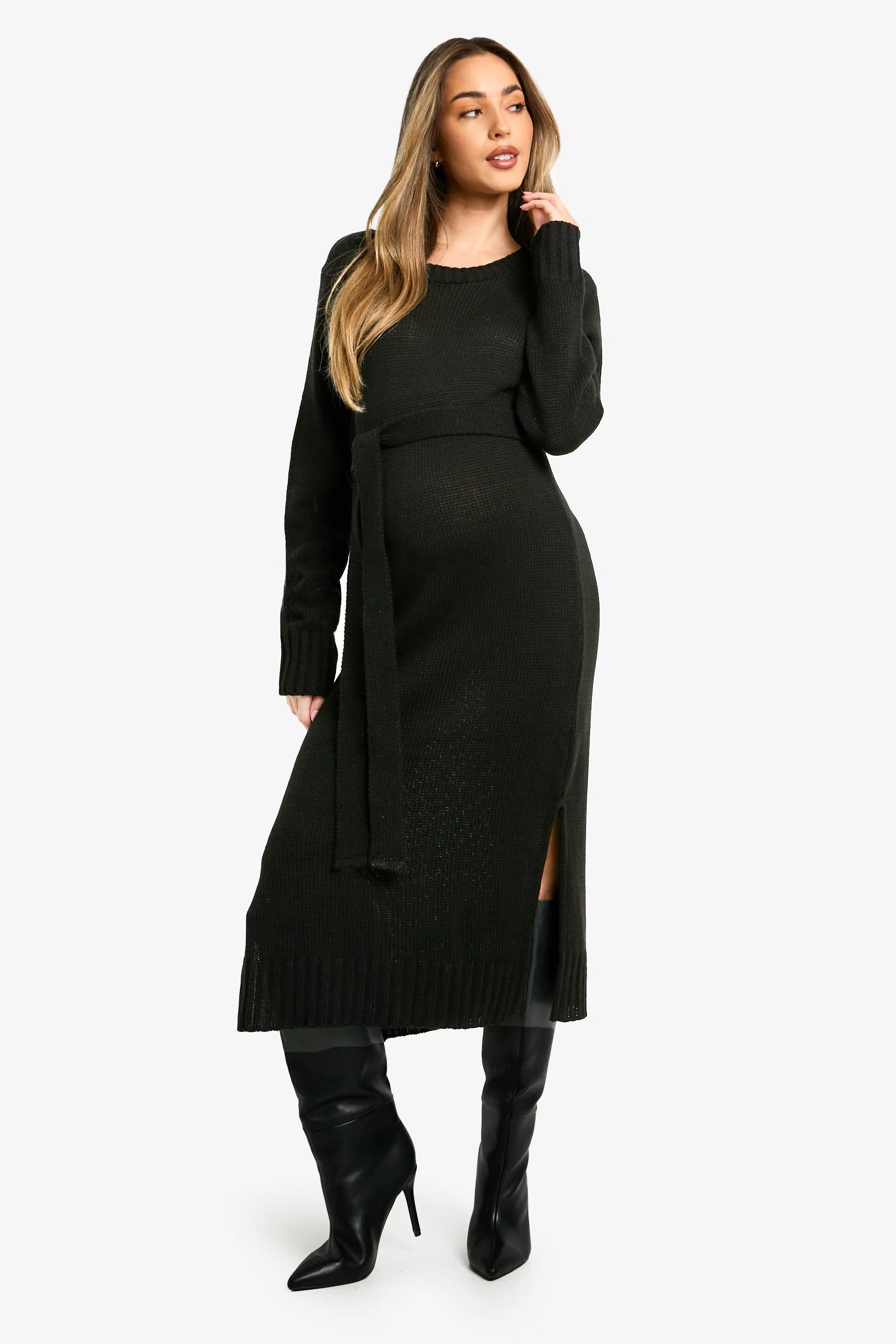 Maternity Crew Neck Jumper Midi Dress