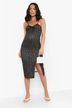 Maternity Ditsy Print Bodycon Midi Dress