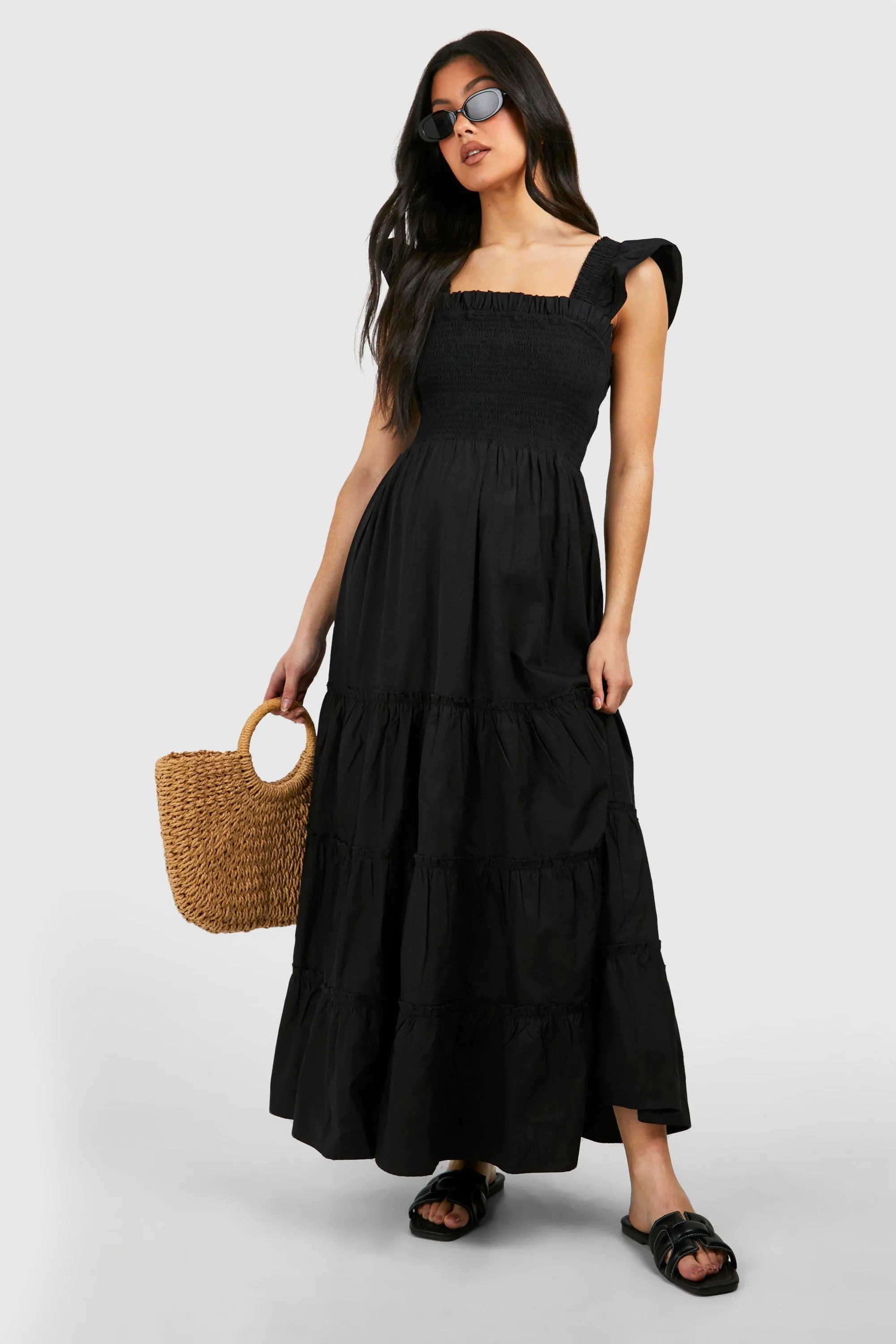 Maternity Frill Sleeve Midi Dress