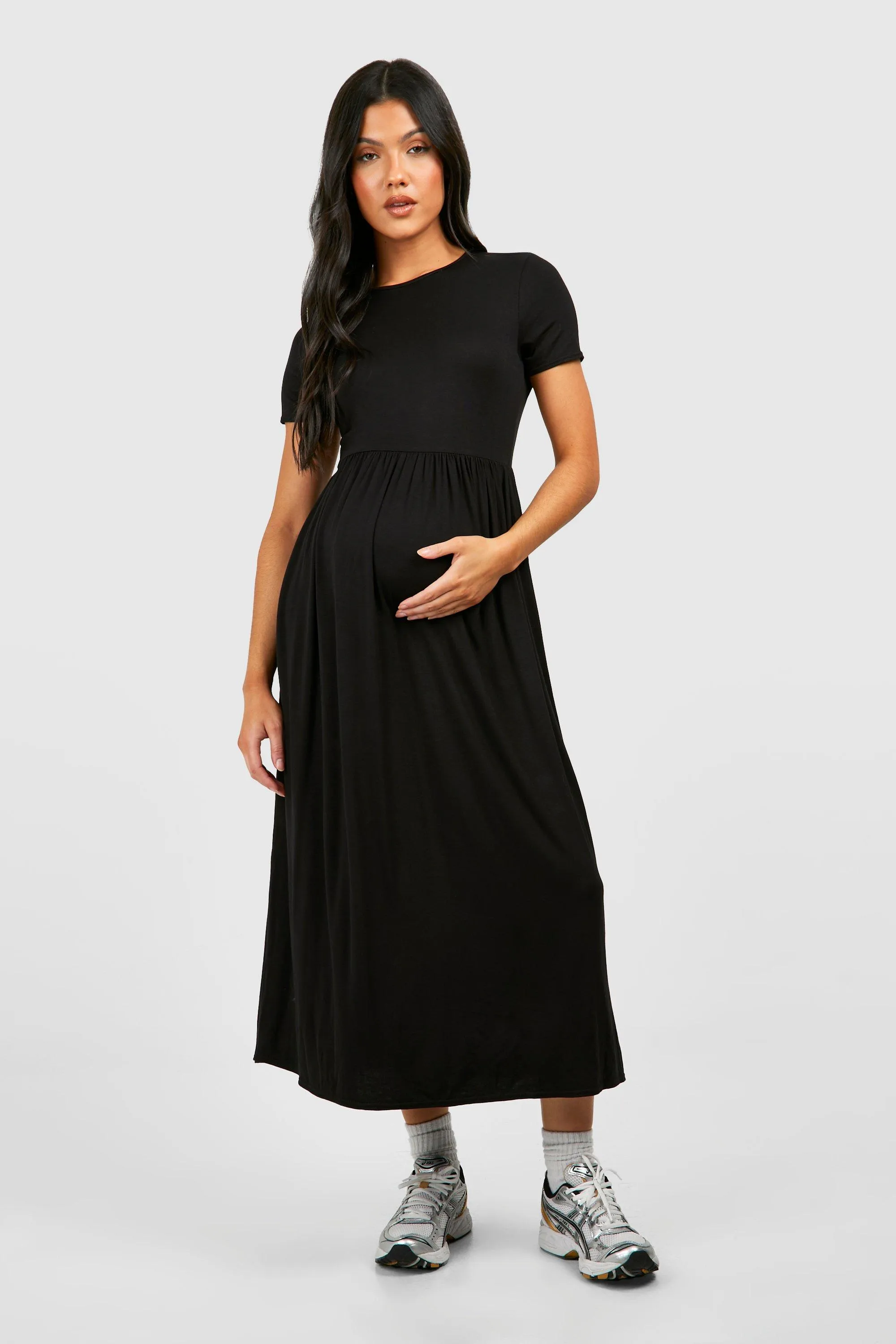 Maternity Jersey Knit Smock Midi Dress