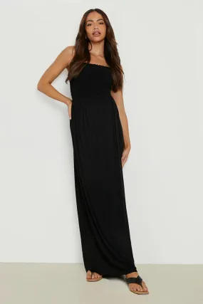 Maternity Shirred Bandeau Maxi Dress