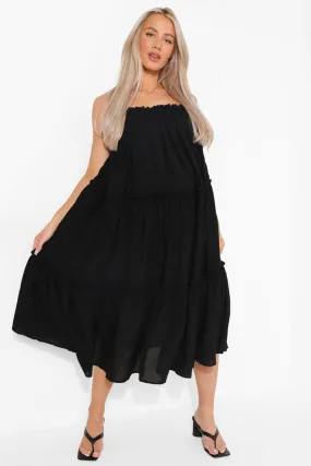 Maternity Strappy Ruffle Tiered Midi Dress