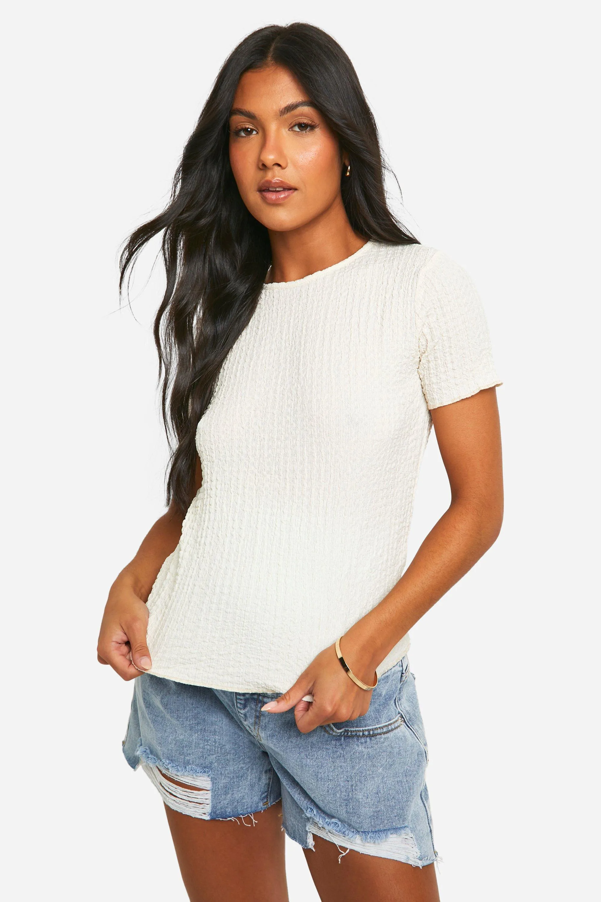 Maternity Textured Lettuce Hem T-shirt