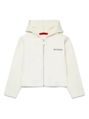 MAX&CO. KIDS White Zip-Up Hoodie With Logo