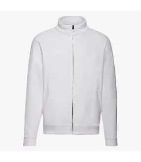 Mens classic plain sweat jacket white Fruit of the Loom