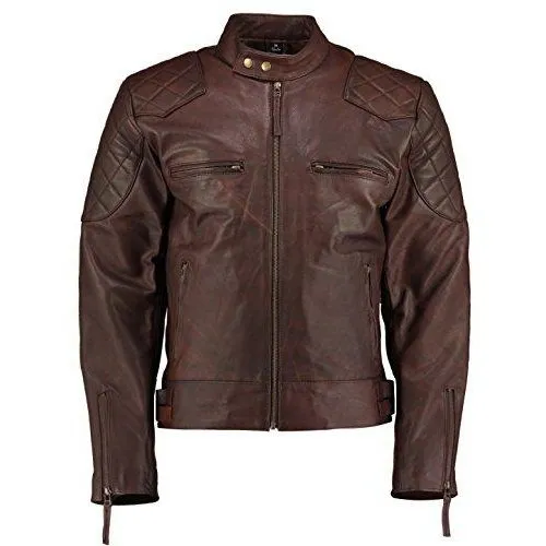 Mens David Beckham Vintage Brown Stannard Leather Jacket