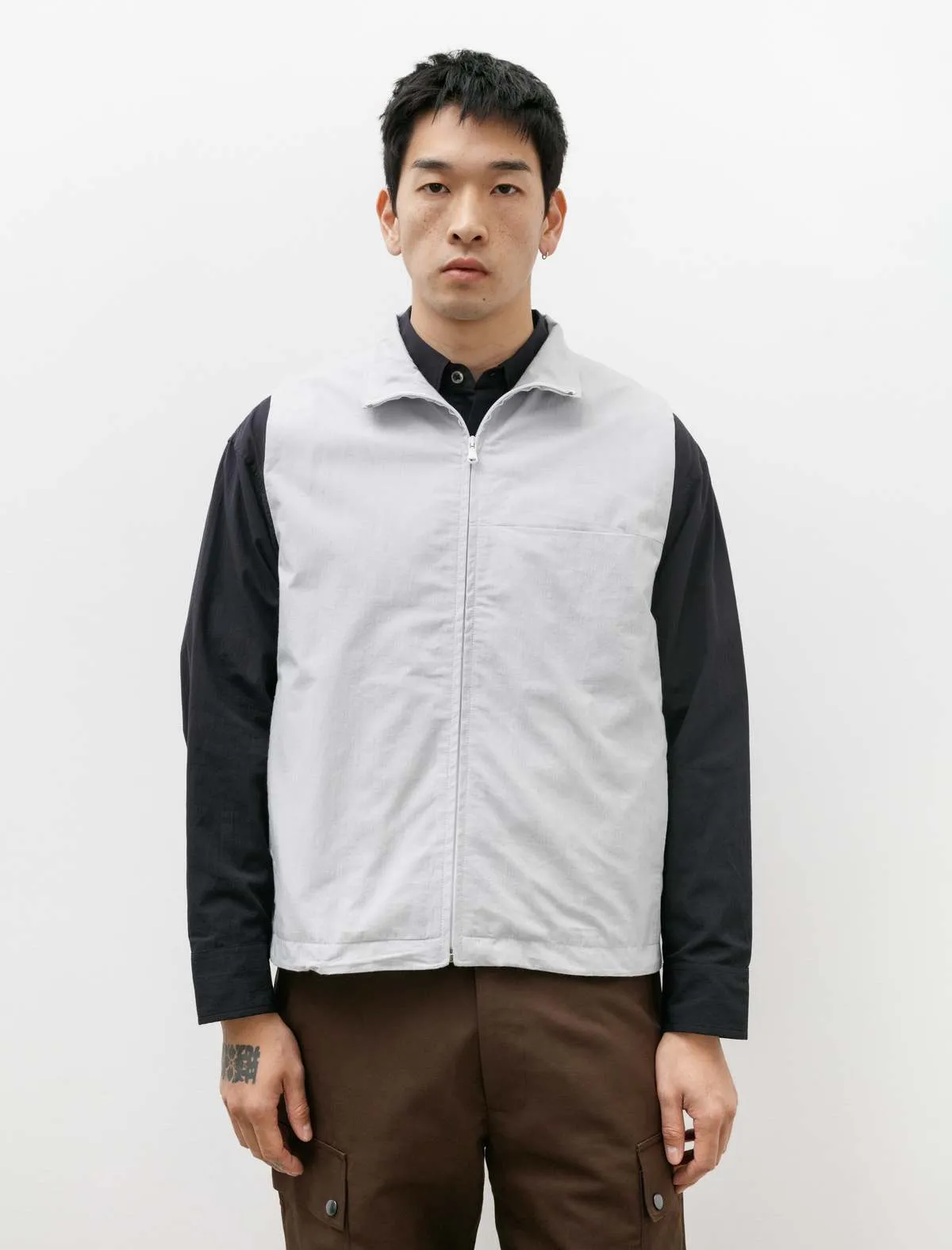 Mini Seersucker Track Vest - Grey