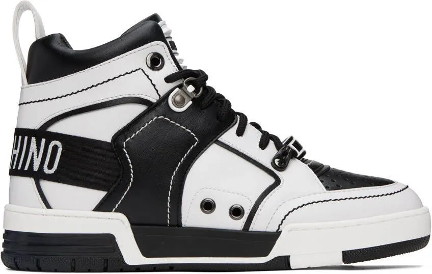 Moschino Black & White Streetball Asymmetrical Sneakers