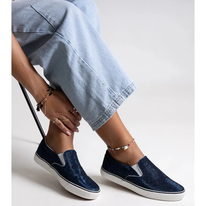 Navy blue shiny sneakers from Lublubah